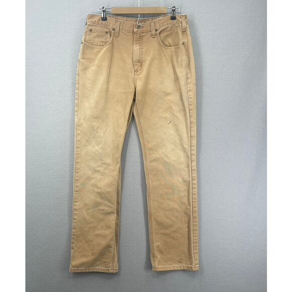 Carhartt Duck Canvas Pants Mens 33x31 Brown Weathered Faded Work Wear 100096 - Picture 1 of 16